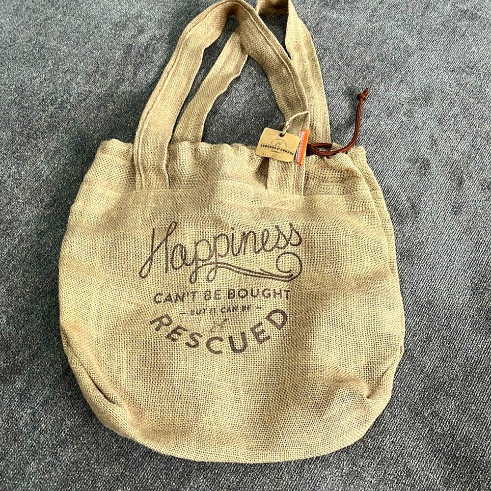 Grounds and Hounds Burlap Shoulder Bag NWT
